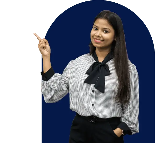 Professional woman aiming towards left direction